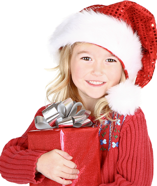 Girl in Santa Hat with Christmas Present - Right Girl in Santa Hat with Christmas Present - Right